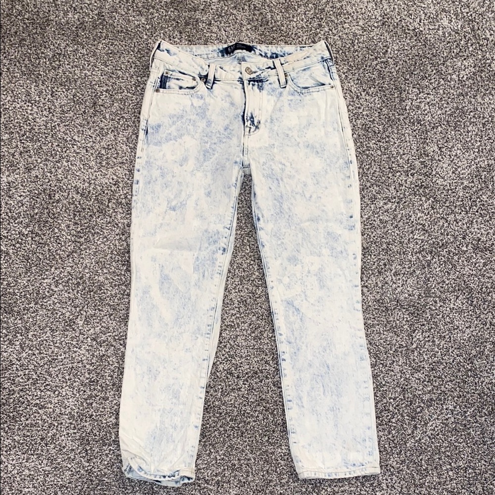 GAP Jeans Womens 4/27 Reg Bleach Wash Boyfriend Denim Stretch